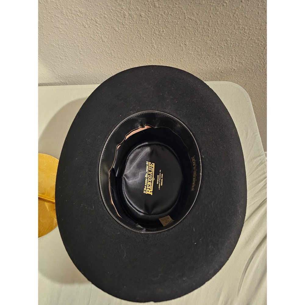 Renegade 6 7/8 Black Wool Gambler Hat Made In USA - Picture 5 of 8